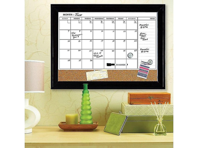 Quartet Combination Magnetic Whiteboard Calendar & Corkboard, 17" x 23" Combo Dry Erase White Board & Cork Bulletin Board, Message Board, Black Frame (79275) - Image 2